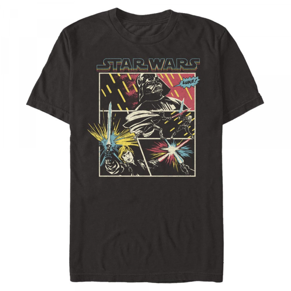 Star Wars - A New Hope - Darth Vader and Han Solo Comic Fight - Men's T-Shirt - Black - Front