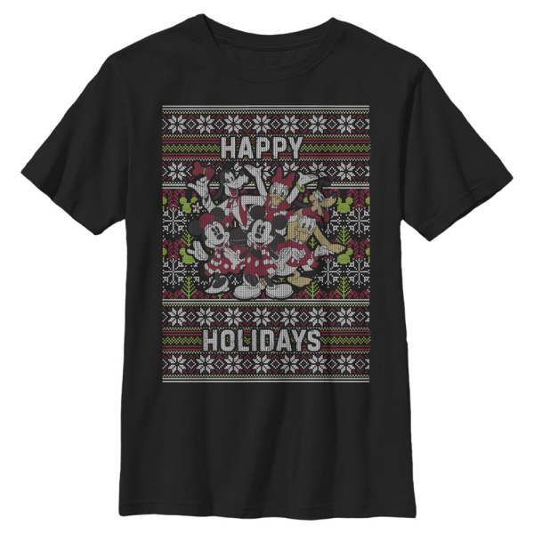 Disney Classics - Mickey Mouse - Skupina Mickey Six Sweater - Christmas - Kids T-Shirt - Black - Front
