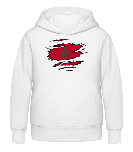 Ripped Flag Morocco - Kid's Hoodie - White - Front