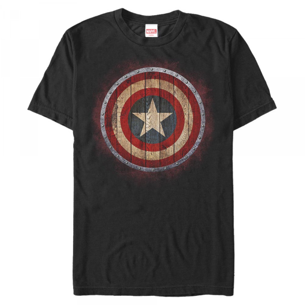 Marvel - Avengers - Captain America Wooden Shield - Men's T-Shirt - Black - Front