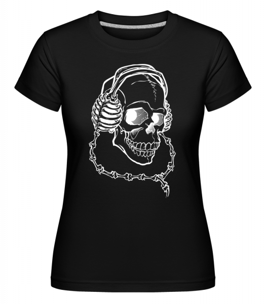 Skull With Headphones -  Shirtinator Women's T-Shirt - Black - Vorn