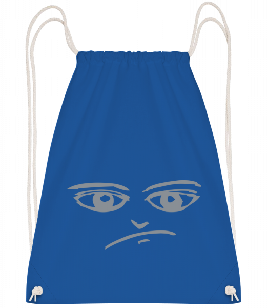 Moody Face Grey - Drawstring Backpack - Royal blue - Vorn