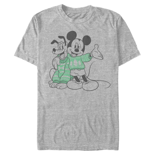 Disney Classics - Mickey Mouse - Mickey & Pluto Sweater Pals - Men's T-Shirt - Heather grey - Front