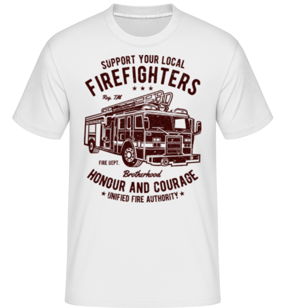 Fire Fighters Truck -  Shirtinator Men's T-Shirt - White - Front