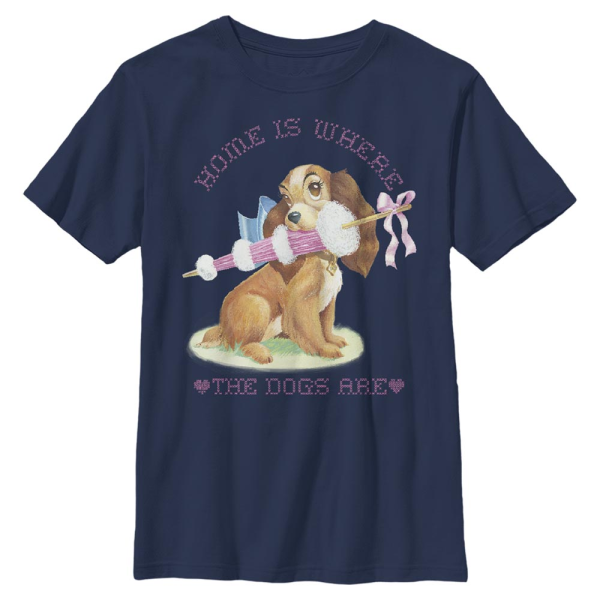 Disney Classics - Lady and the Tramp - Lady Home Dog - Kids T-Shirt - Navy - Front