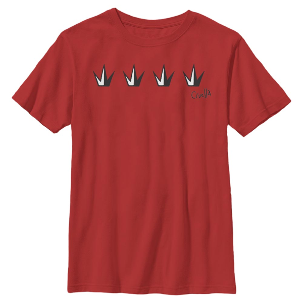 Disney Classics - Cruella - Logo Crowns - Kids T-Shirt - Red - Front