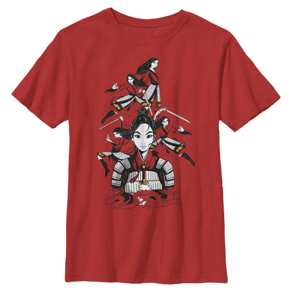 Disney - Mulan - Mulan Poses - Kids T-Shirt - Red - Front