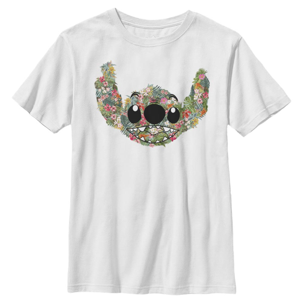 Disney - Lilo & Stitch - Stitch Floral - Kids T-Shirt - White - Front