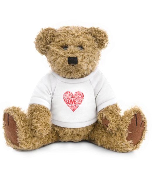 Love Heart Red - Teddy Bear - White - Front