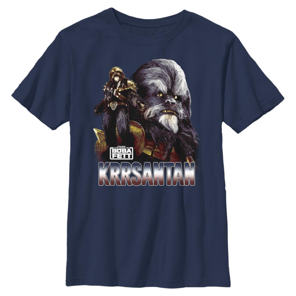 Star Wars - Book of Boba Fett - Krrsantan Questions Later - Kids T-Shirt - Navy - Front
