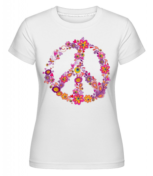 Peace Sign Flowers -  Shirtinator Women's T-Shirt - White - Front