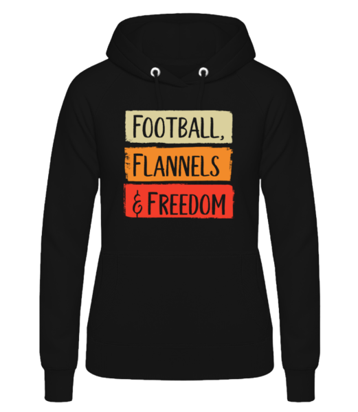 Football Flannels And Freedom - Women's Hoodie - Black - Front