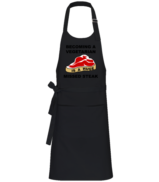 Becoming A Vegetarian Is A Huge Missed Steak - Professional Apron - Black - Front