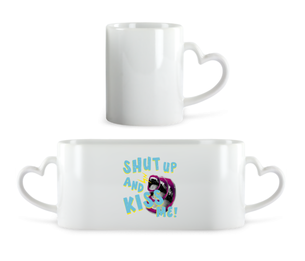 Shut Up And Kiss Me - Heart Mug - White - Front