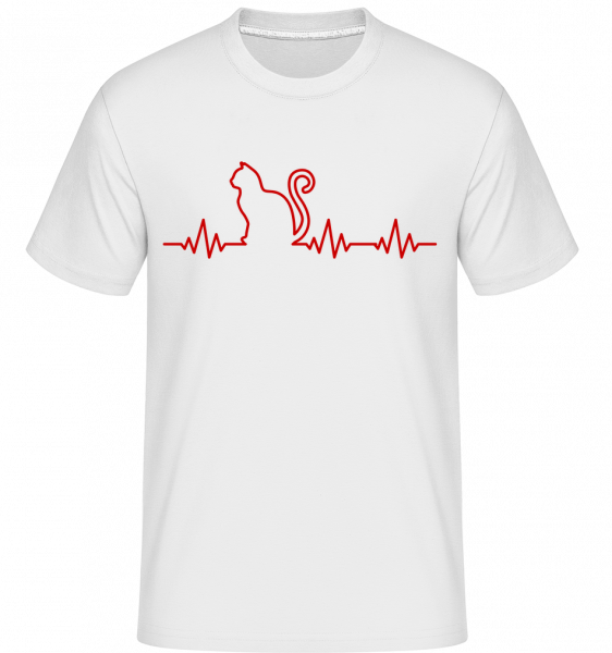 Heartbeat Cat -  Shirtinator Men's T-Shirt - White - Vorn