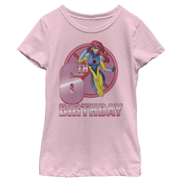 Marvel - X-Men - Jean Grey 6th Grey Birthday - Birthday - Kids T-Shirt - Pink - Front