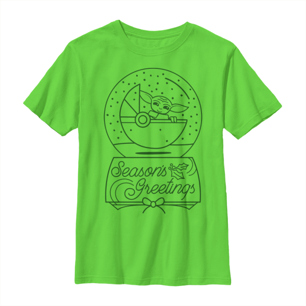 Star Wars - The Mandalorian - The Child Greetings Outline - Christmas - Kids T-Shirt - Lime - Front