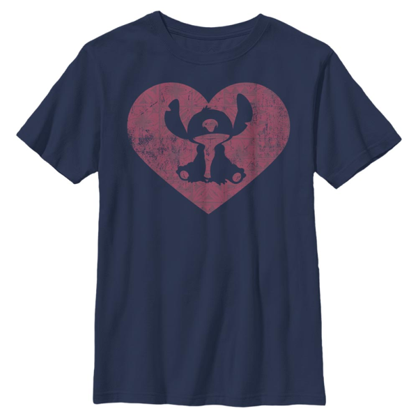 Disney Classics - Lilo & Stitch - Stitch Heart - Kids T-Shirt - Navy - Front