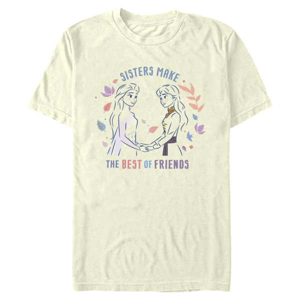 Disney - Frozen - Elsa & Anna Sisters Are Best Friends - Men's T-Shirt - Cream - Front