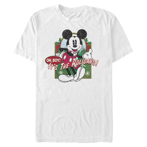Disney Classics - Mickey Mouse - Mickey Mouse Vintage Holiday Mickey - Christmas - Men's T-Shirt - White - Front
