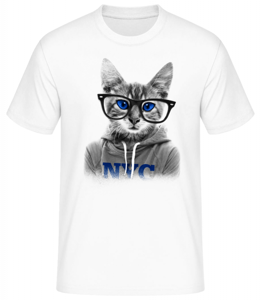 Cat NCY - Men's Basic T-Shirt - White - Vorn