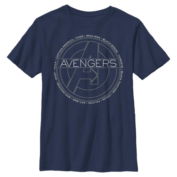 Marvel - Avengers - Logo Avengers Names - Kids T-Shirt - Navy - Front