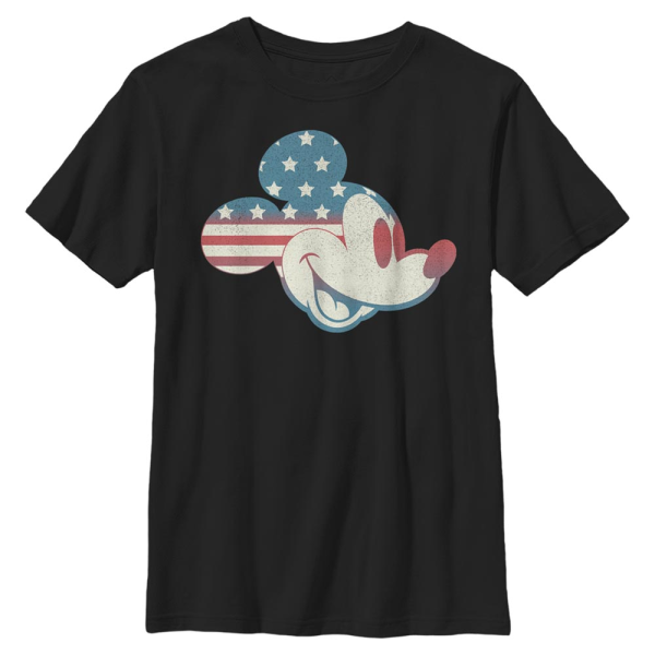 Disney - Mickey Mouse - Mickey Americana Flag Fill - Kids T-Shirt - Black - Front