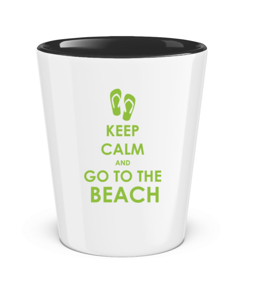 Go To The Beach - Two-Toned Shot Glass - White / Black - Front