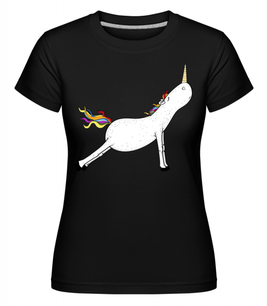 Stretched Yoga Unicorn -  Shirtinator Women's T-Shirt - Black - Vorn