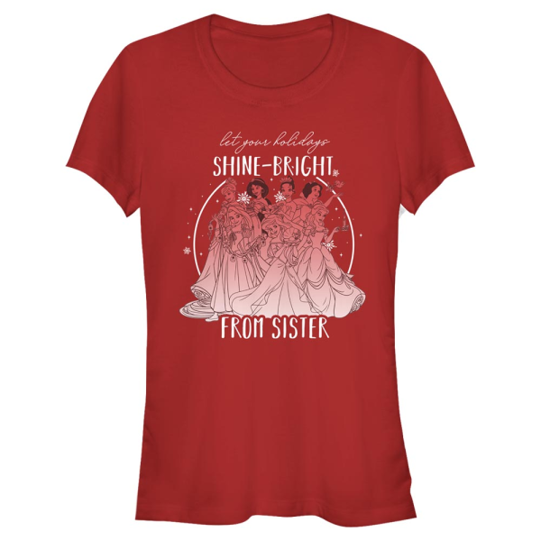 Disney Princesses - Skupina Shine Bright Sister - Christmas - Women's T-Shirt - Red - Front