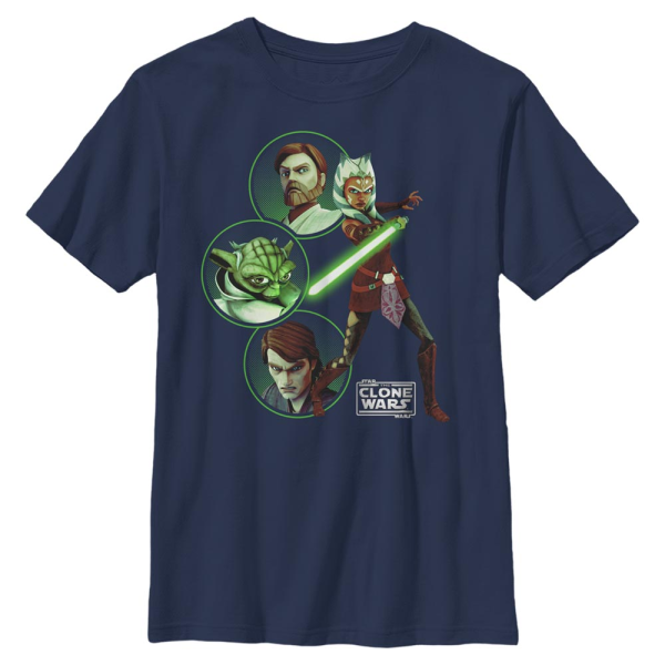 Star Wars - The Clone Wars - Skupina Light Side Group - Kids T-Shirt - Navy - Front