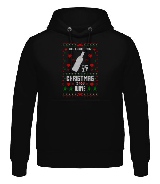 All I Want For Christmas Is Wine - Men's Hoodie - Black - Front