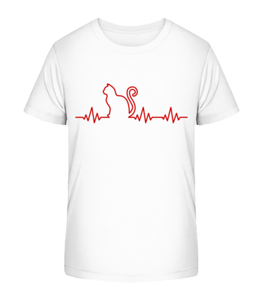 Heartbeat Cat - Kid's Bio T-Shirt Stanley Stella - White - Front