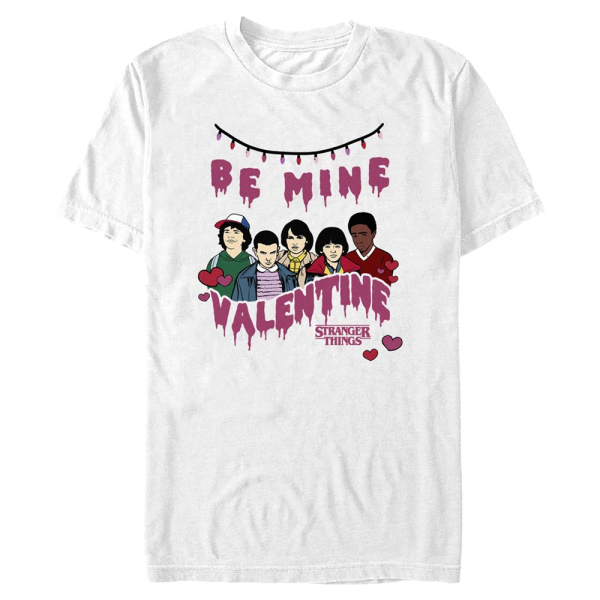 Netflix - Stranger Things - Skupina Be Mine - Valentine's Day - Men's T-Shirt - White - Front