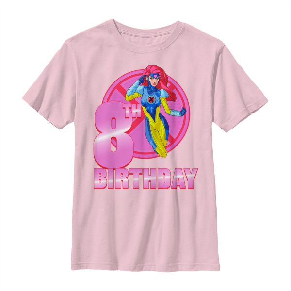Marvel - X-Men - Jean Grey 8th Grey Birthday - Birthday - Kids T-Shirt - Pink - Front
