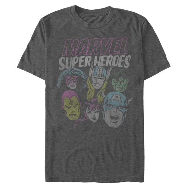 Marvel - Group Shot Grunge Heroes - Men's T-Shirt - Heather anthracite - Front