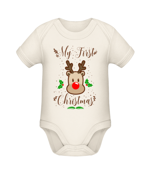 My First Christmas - Organic Baby Body - Cream - Front