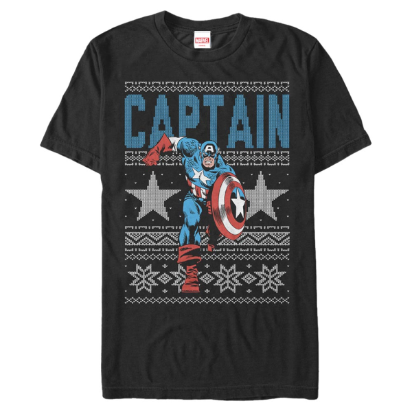Marvel - Avengers - Captain America Ugly Captain - Christmas - Men's T-Shirt - Black - Front