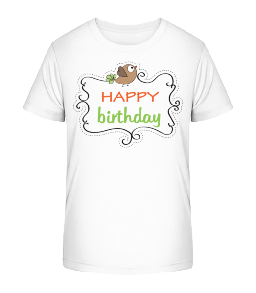 Happy Birthday Bird - Kid's Bio T-Shirt Stanley Stella - White - Front