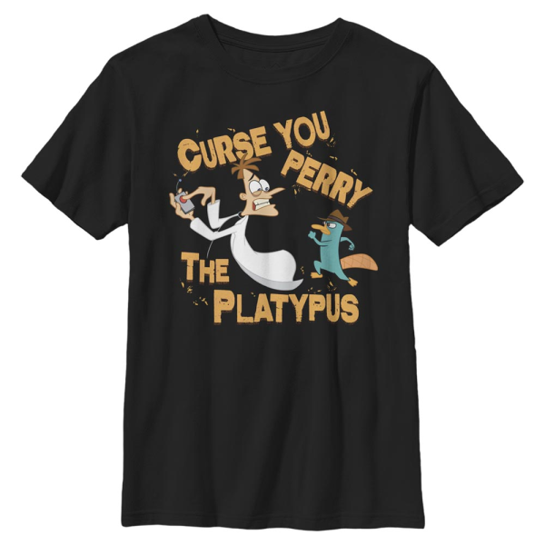 Disney Classics - Phineas and Ferb - Doof & Agent P Curse you - Kids T-Shirt - Black - Front
