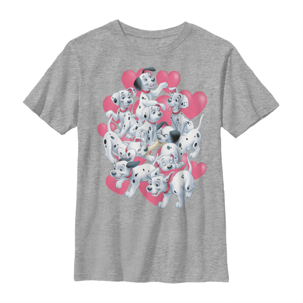 Disney Classics - 101 Dalmatians - Skupina Dalmatian Group Valentines - Valentine's Day - Kids T-Shirt - Heather grey - Front