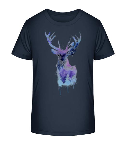 Artistic Deer - Kid's Bio T-Shirt Stanley Stella - Navy - Front