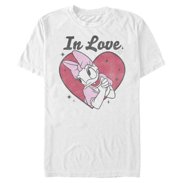 Disney Classics - Mickey Mouse - Daisy Duck In Love - Valentine's Day - Men's T-Shirt - White - Front