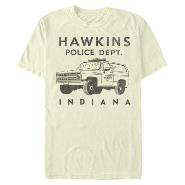 Netflix - Stranger Things - Hopper Hawkins Police Auto - Men's T-Shirt - Cream - Front