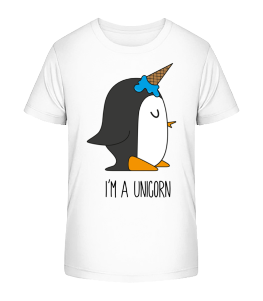 I'm A Unicorn Penguin - Kid's Bio T-Shirt Stanley Stella - White - Front