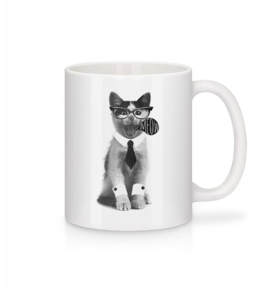 Hipster Cat - Mug - White - Front
