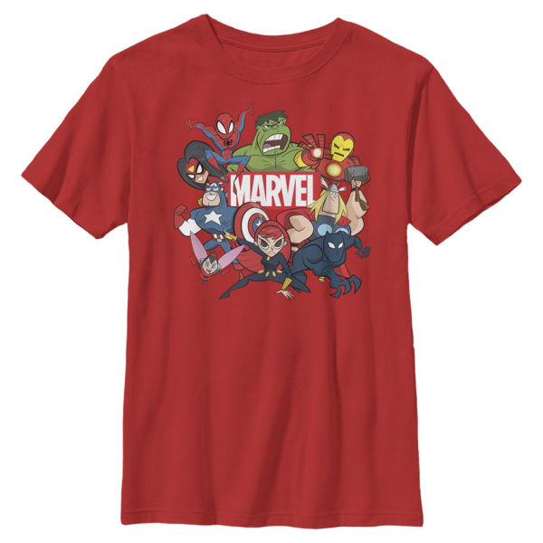 Marvel - Avengers - Avengers Group Retro - Kids T-Shirt - Red - Front