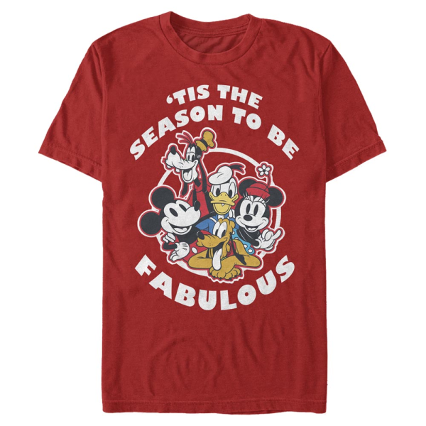 Disney Classics - Mickey Mouse - Skupina Fabulous Holiday - Christmas - Men's T-Shirt - Red - Front