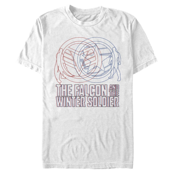 Marvel - The Falcon and the Winter Soldier - Group Shot Red Blue Wireframe - Men's T-Shirt - White - Front