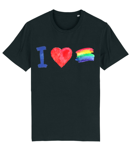 I Love Rainbows - Men's Organic T-Shirt Stanley Stella - Black - Front